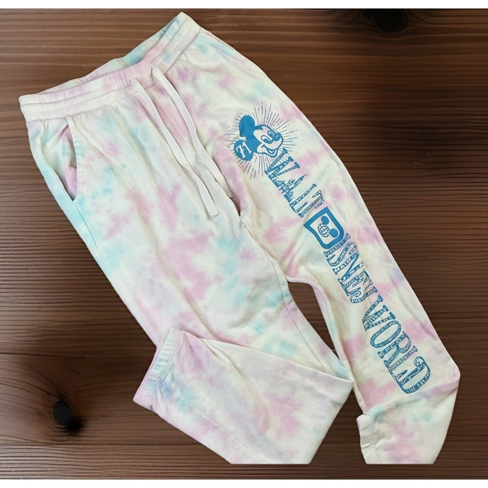 Disney Parks Mickey Mouse Joggers Womens M Tie Dye Sweatpants‎ Lounge Pants